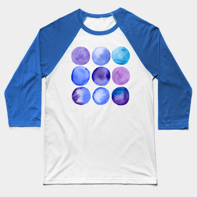 Watercolour blue dots Baseball T-Shirt by MashaVed